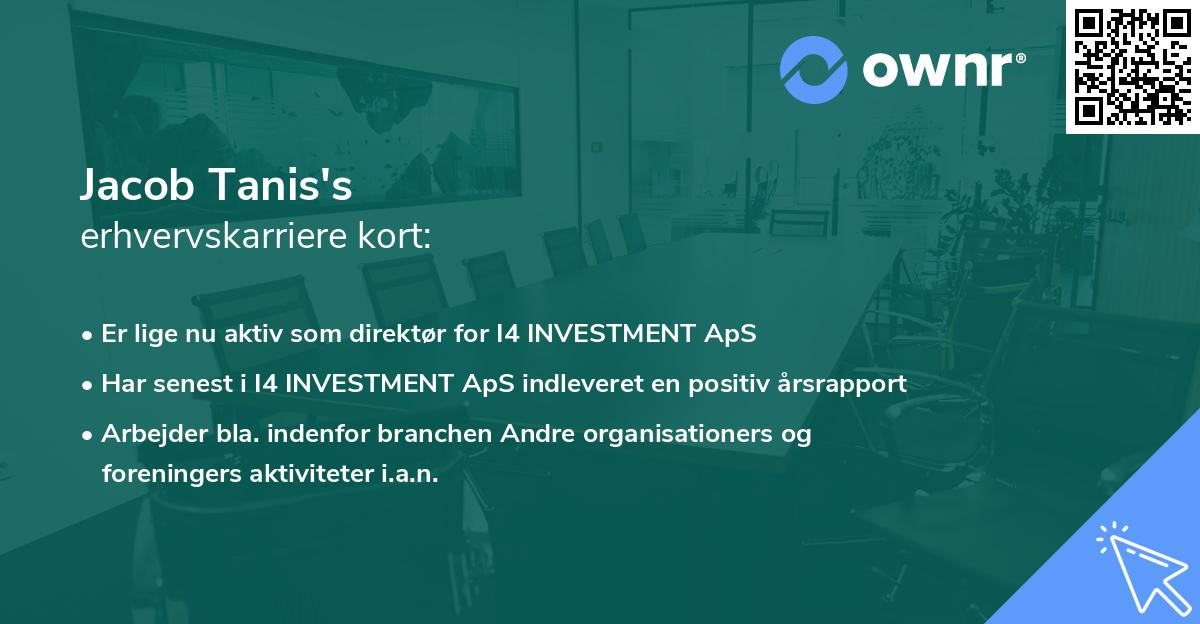 Jacob Tanis's erhvervskarriere kort