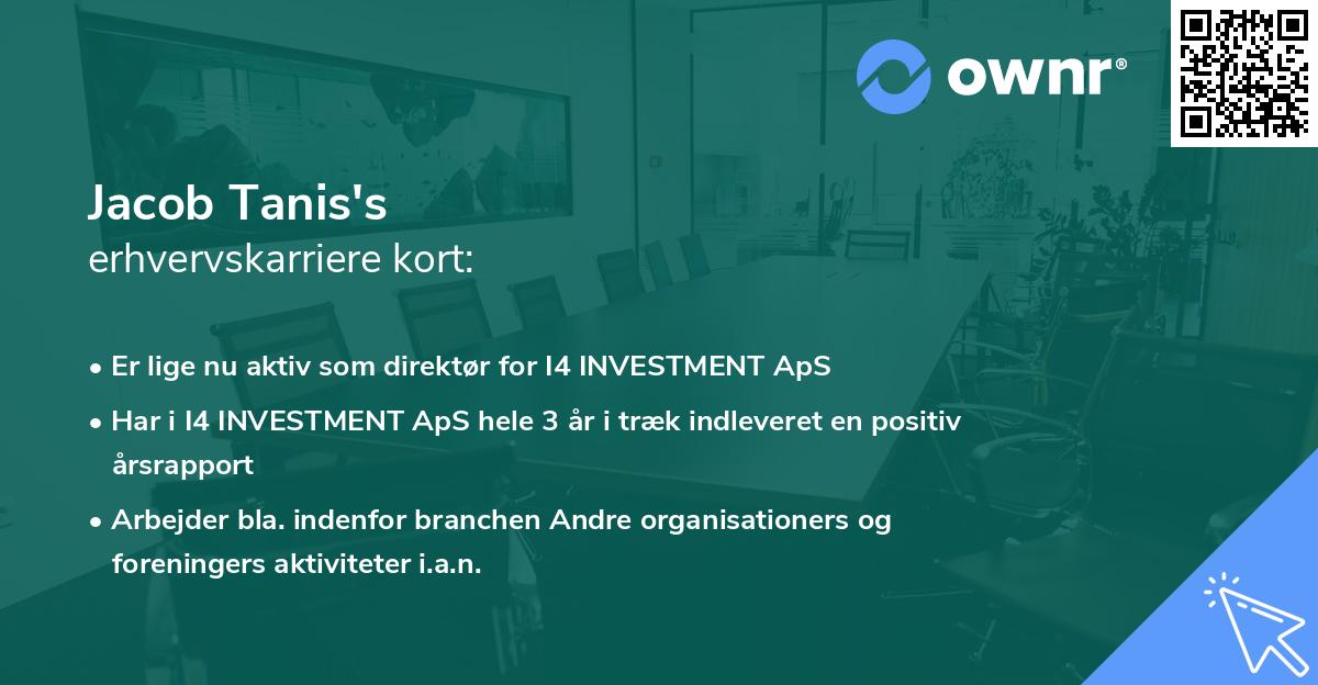 Jacob Tanis's erhvervskarriere kort