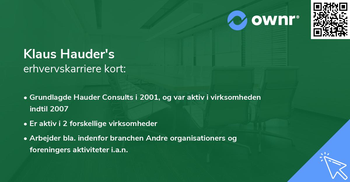 Klaus Hauder's erhvervskarriere kort