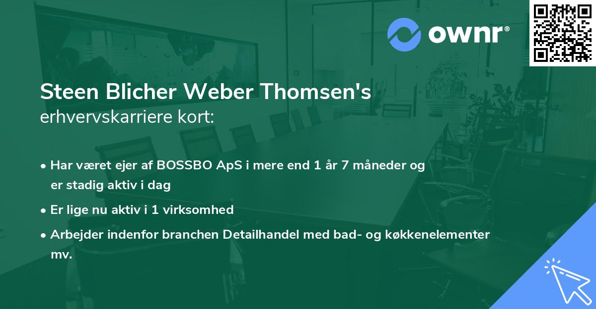 Steen Blicher Weber Thomsen's erhvervskarriere kort