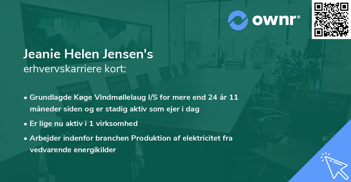 Jeanie Helen Jensen's erhvervskarriere kort