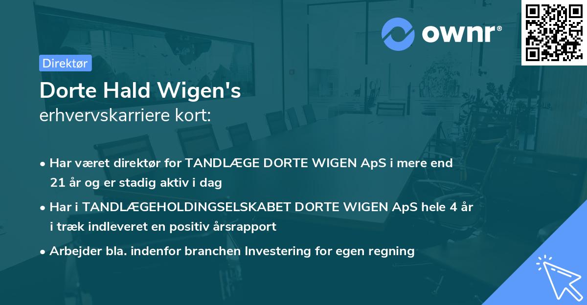 Dorte Hald Wigen's erhvervskarriere kort