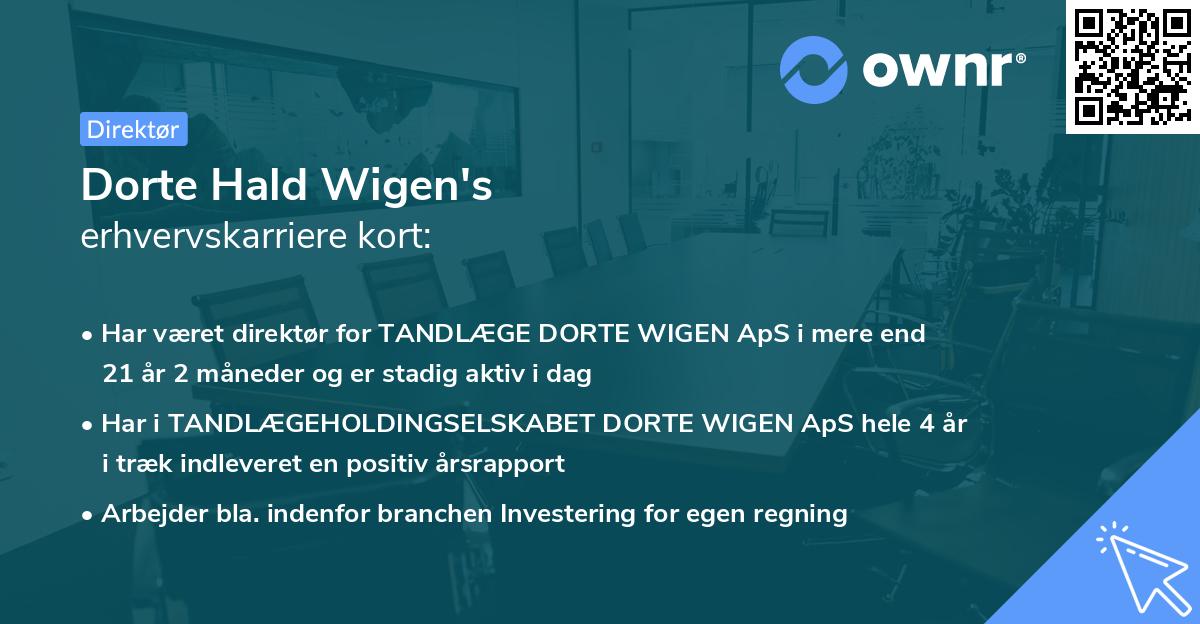 Dorte Hald Wigen's erhvervskarriere kort