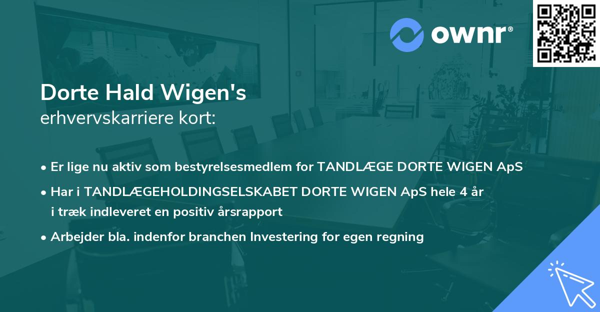 Dorte Hald Wigen's erhvervskarriere kort