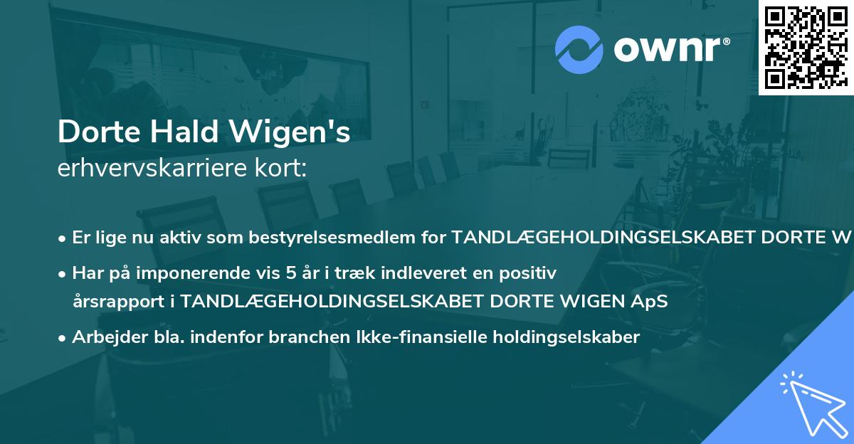Dorte Hald Wigen's erhvervskarriere kort