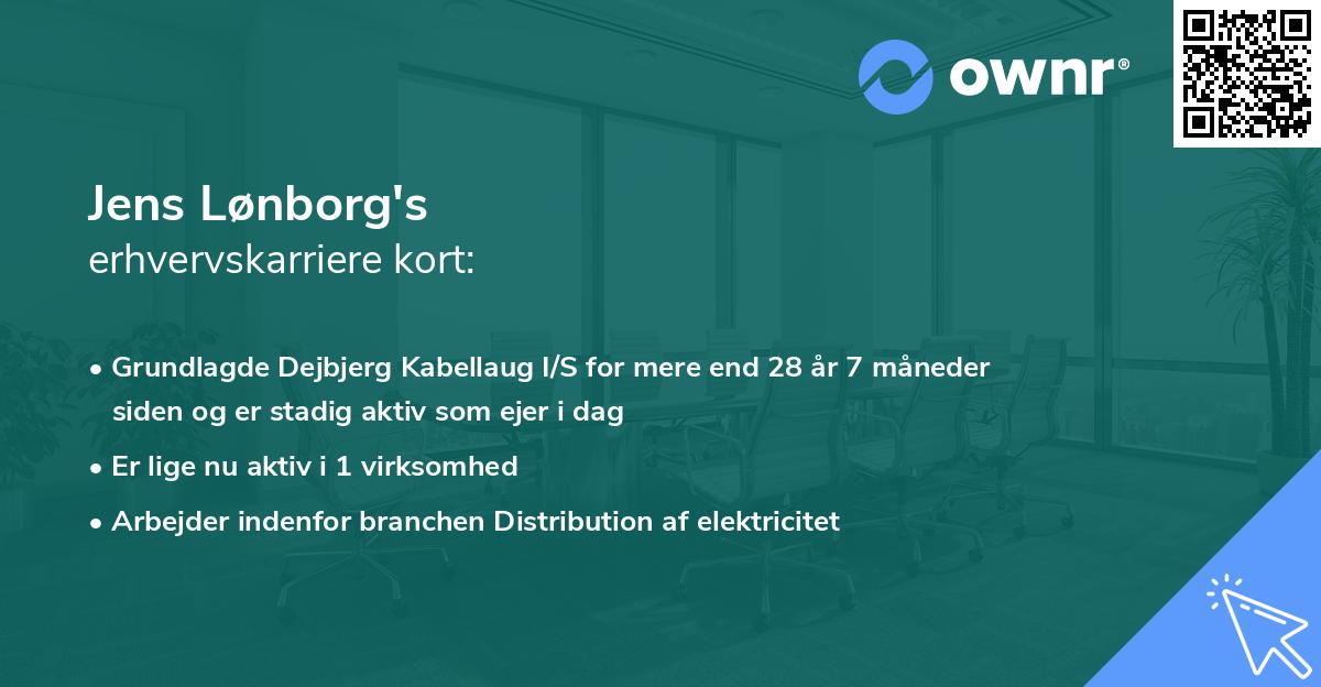 Jens Lønborg's erhvervskarriere kort