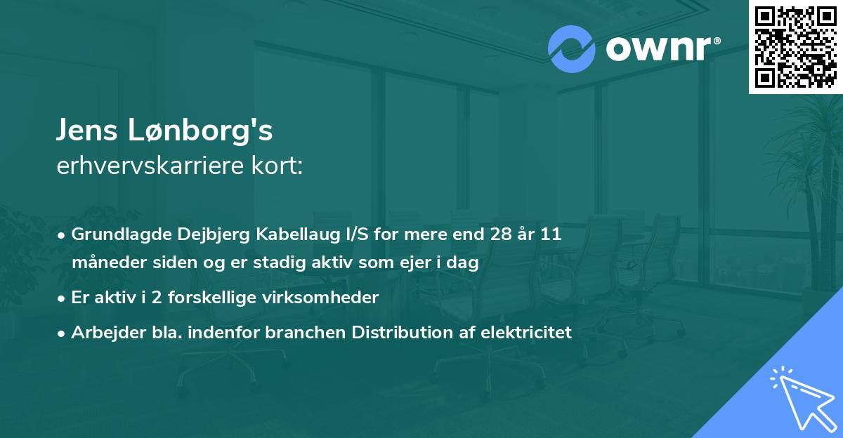 Jens Lønborg's erhvervskarriere kort