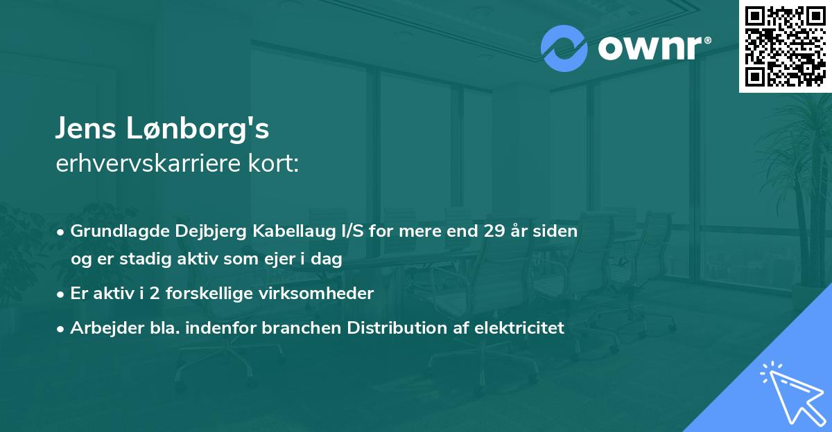 Jens Lønborg's erhvervskarriere kort