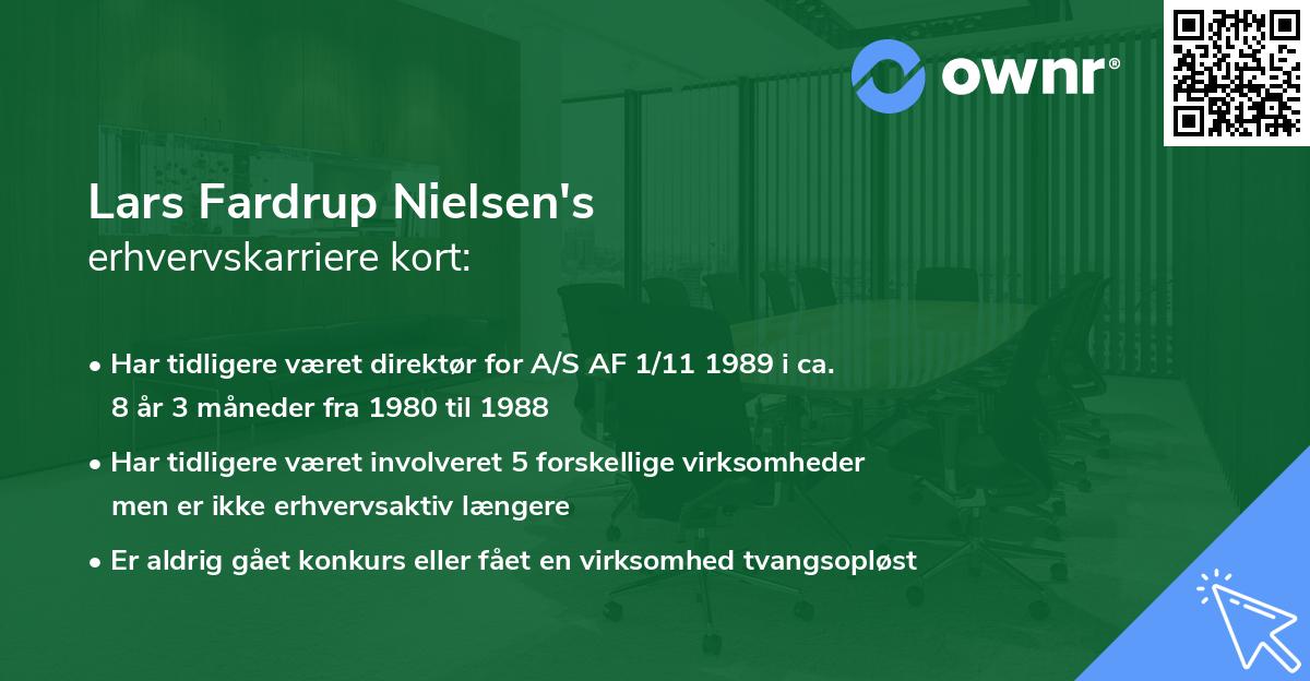 Lars Fardrup Nielsen's erhvervskarriere kort