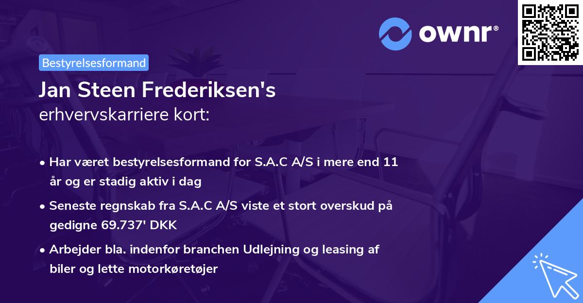 Jan Steen Frederiksen's erhvervskarriere kort