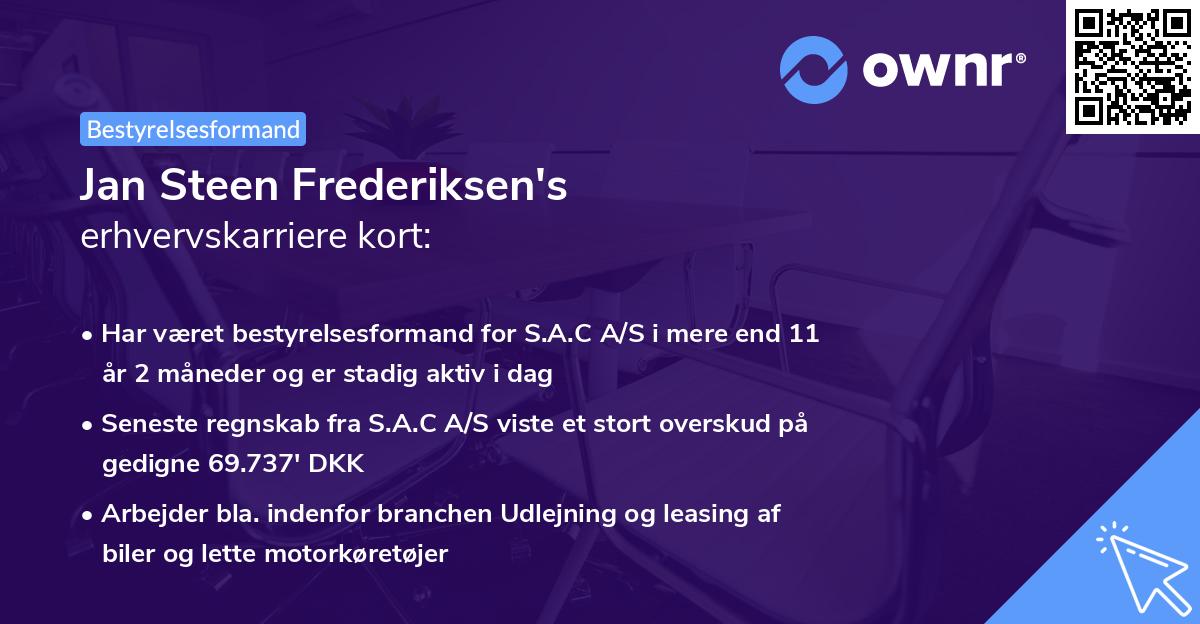 Jan Steen Frederiksen's erhvervskarriere kort