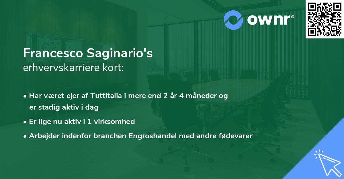 Francesco Saginario's erhvervskarriere kort
