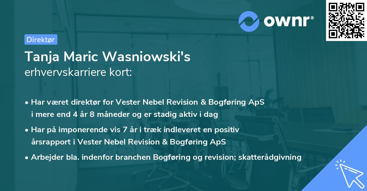 Tanja Maric Wasniowski's erhvervskarriere kort