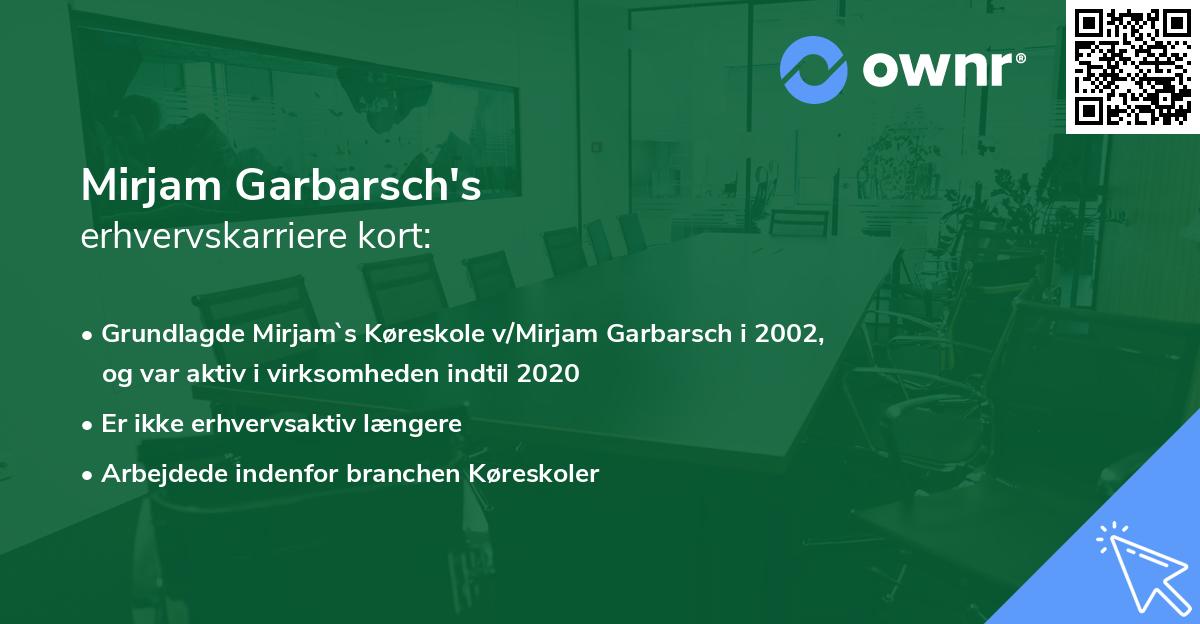 Mirjam Garbarsch's erhvervskarriere kort