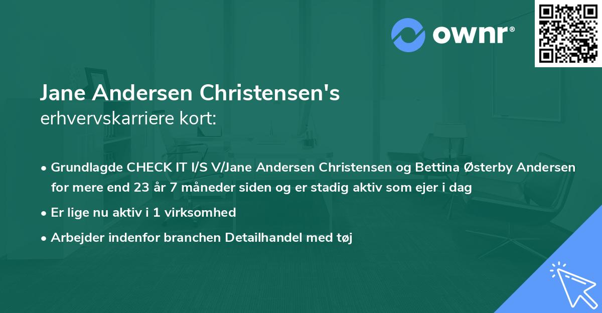 Jane Andersen Christensen's erhvervskarriere kort