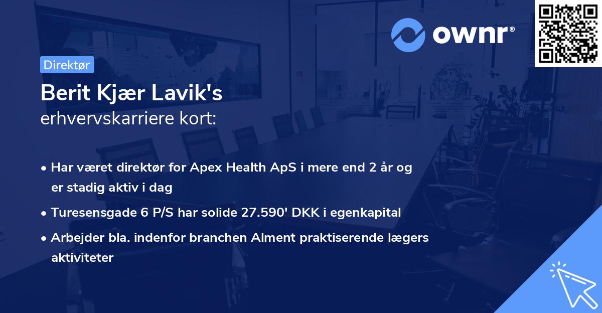 Berit Kjær Lavik's erhvervskarriere kort