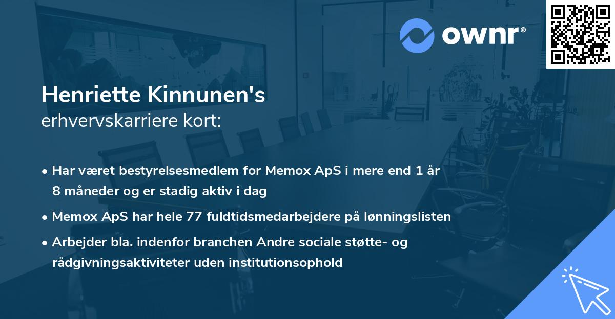 Henriette Kinnunen's erhvervskarriere kort