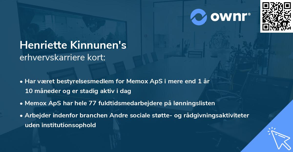Henriette Kinnunen's erhvervskarriere kort