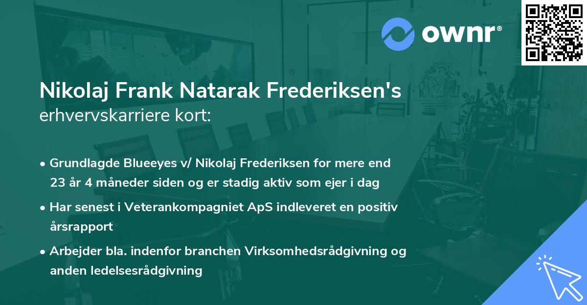 Nikolaj Frank Natarak Frederiksen's erhvervskarriere kort