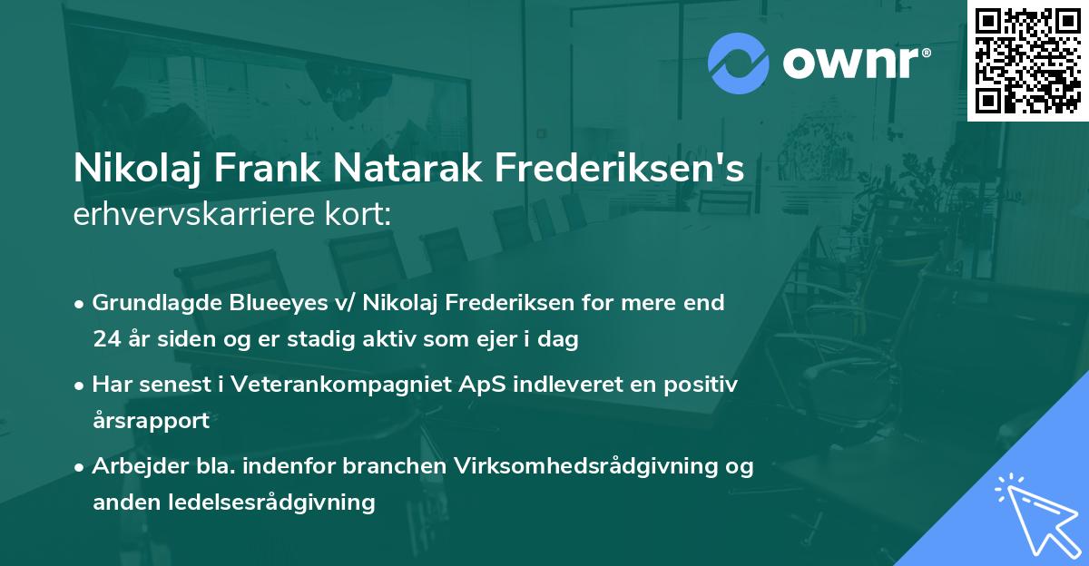 Nikolaj Frank Natarak Frederiksen's erhvervskarriere kort