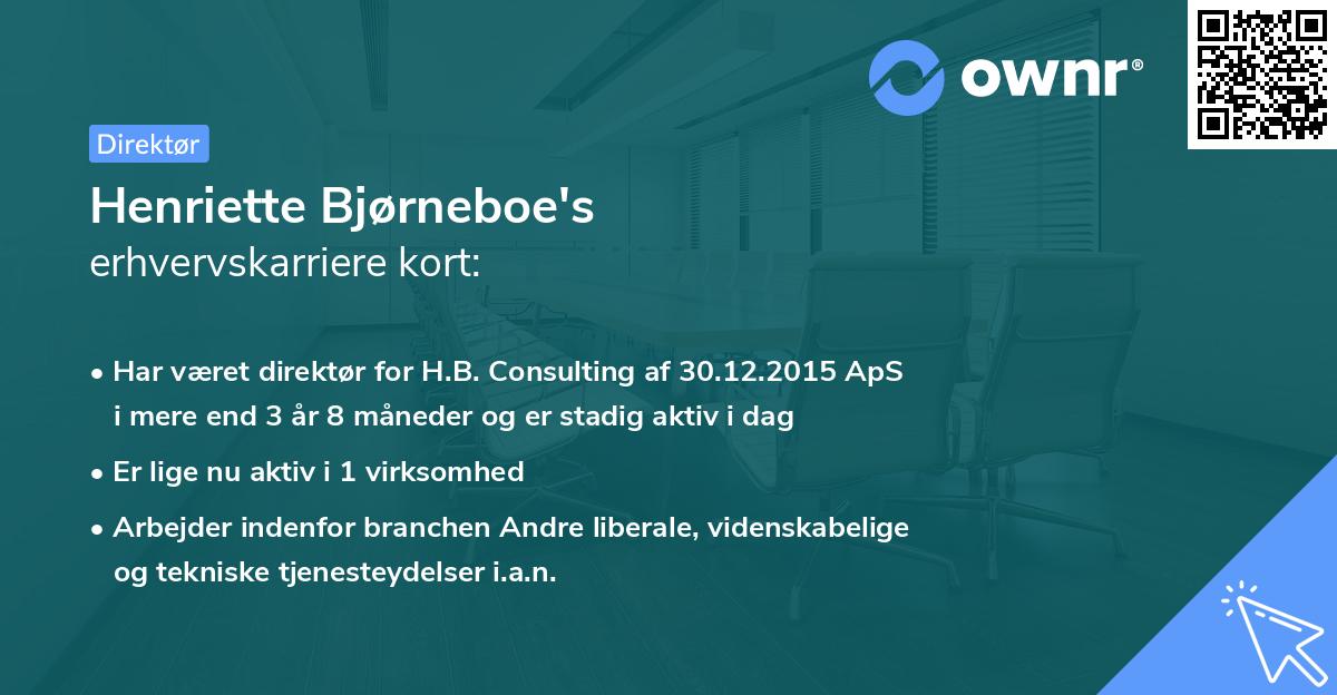 Henriette Bjørneboe's erhvervskarriere kort