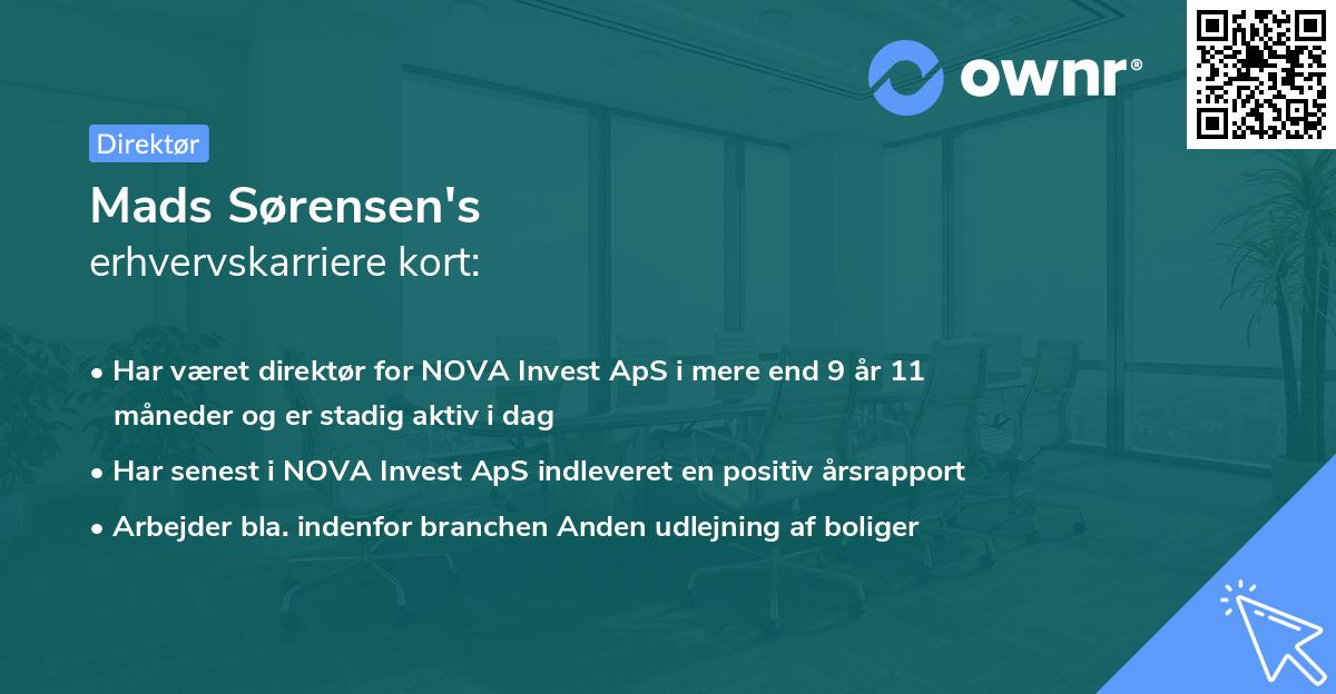 Mads Sørensen's erhvervskarriere kort