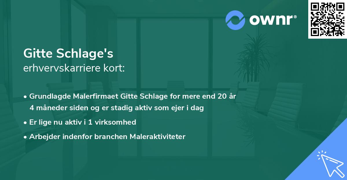 Gitte Schlage's erhvervskarriere kort