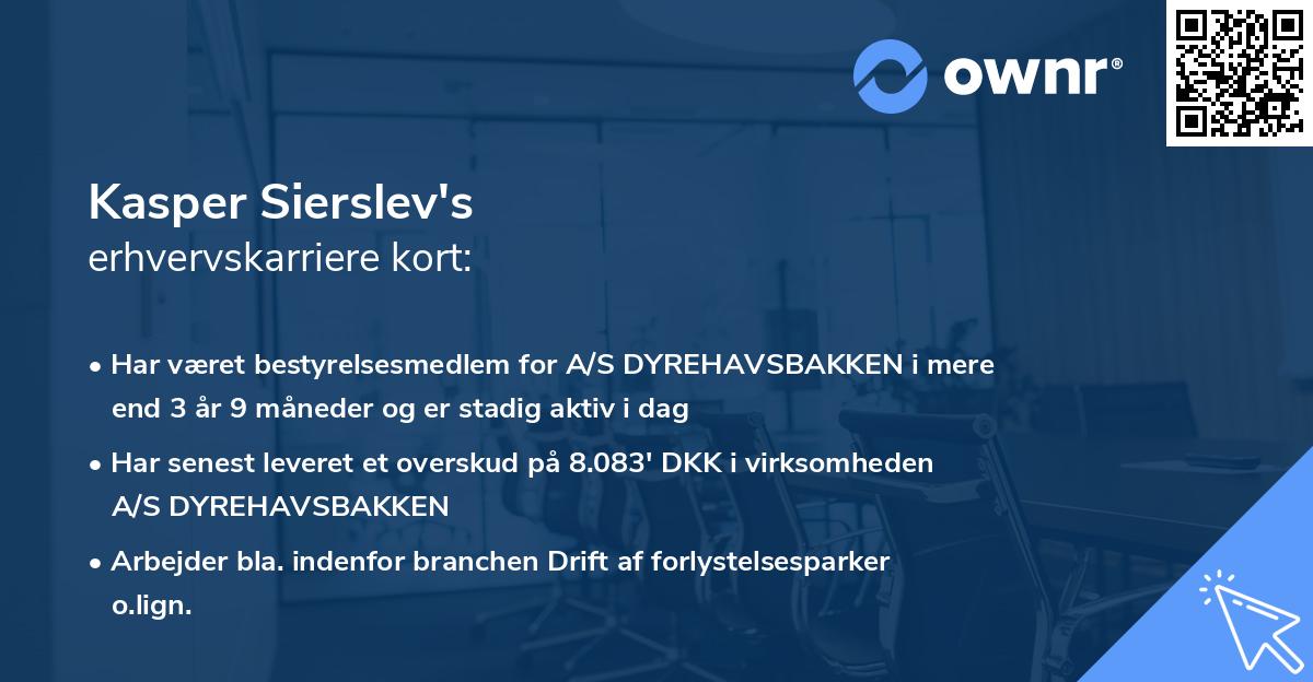 Kasper Sierslev's erhvervskarriere kort