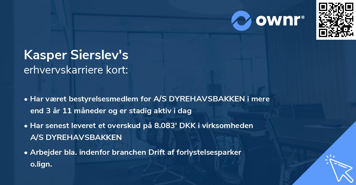 Kasper Sierslev's erhvervskarriere kort