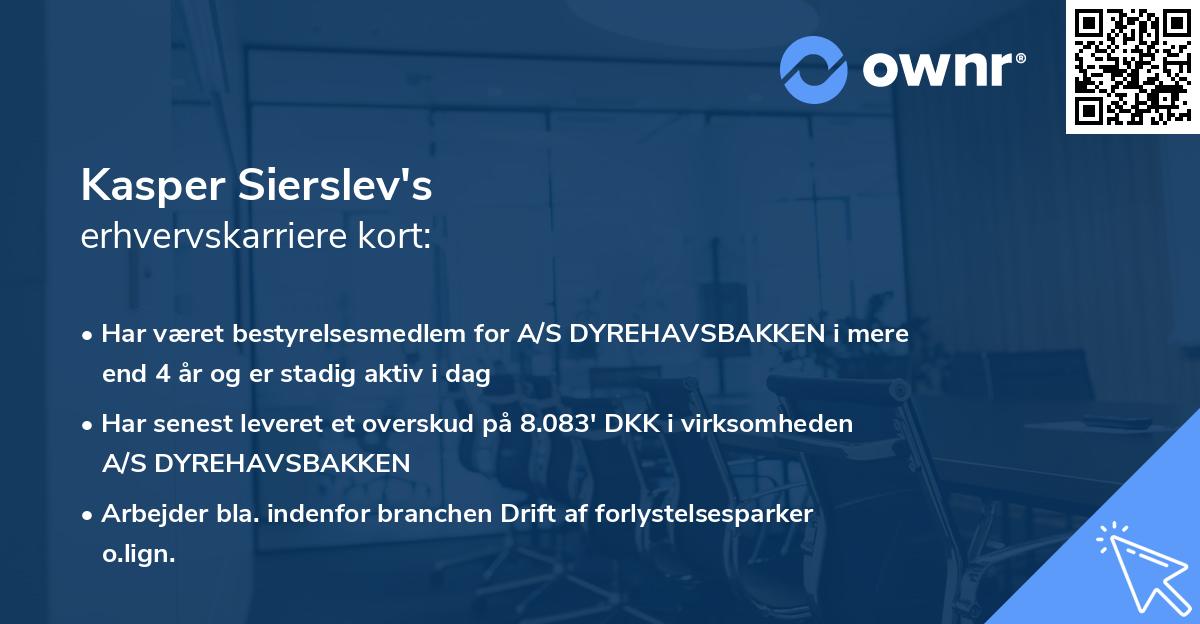 Kasper Sierslev's erhvervskarriere kort