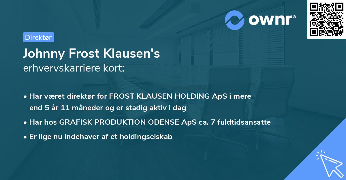 Johnny Frost Klausen's erhvervskarriere kort