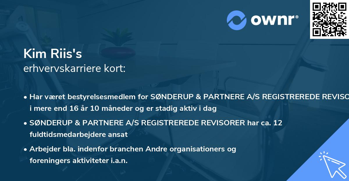 Kim Riis's erhvervskarriere kort