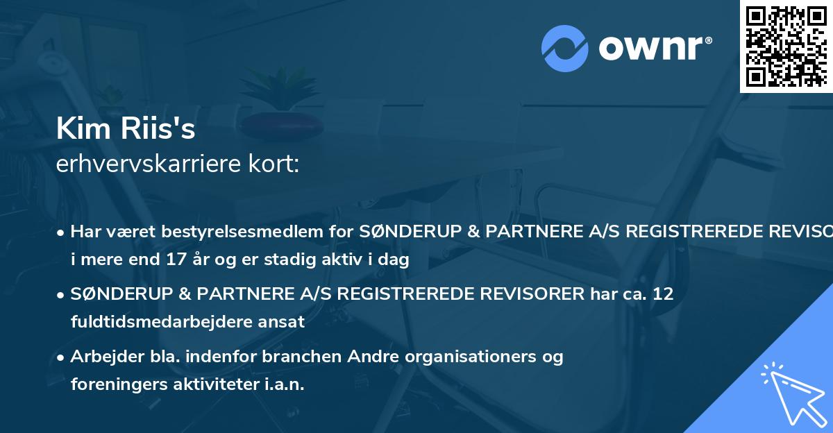 Kim Riis's erhvervskarriere kort