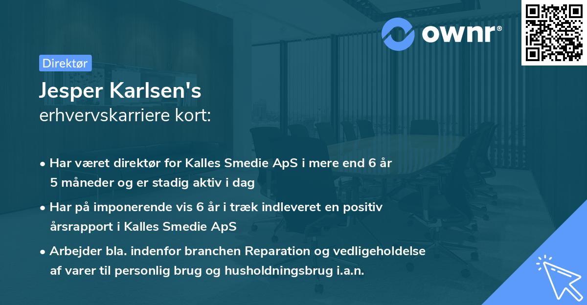Jesper Karlsen's erhvervskarriere kort