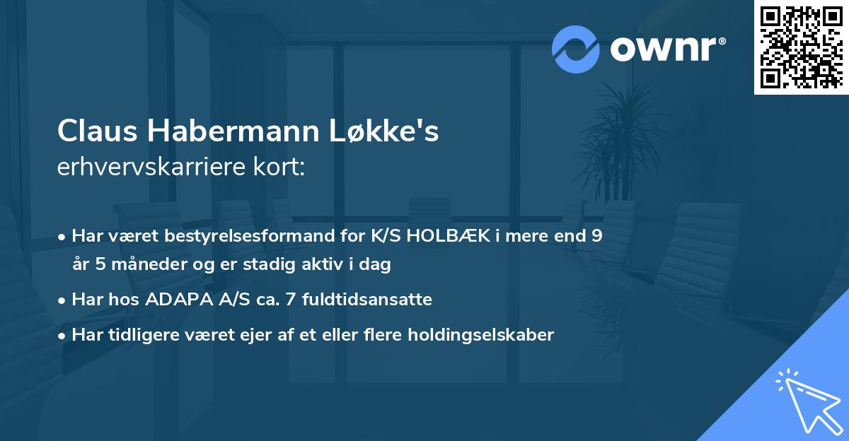 Claus Habermann Løkke's erhvervskarriere kort