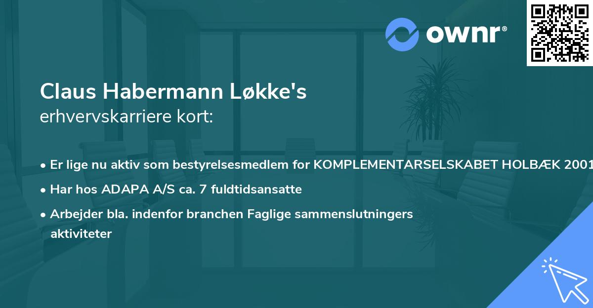 Claus Habermann Løkke's erhvervskarriere kort