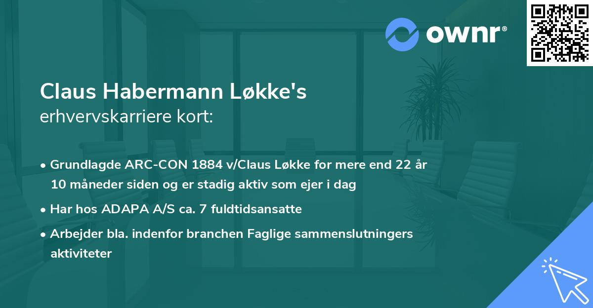 Claus Habermann Løkke's erhvervskarriere kort