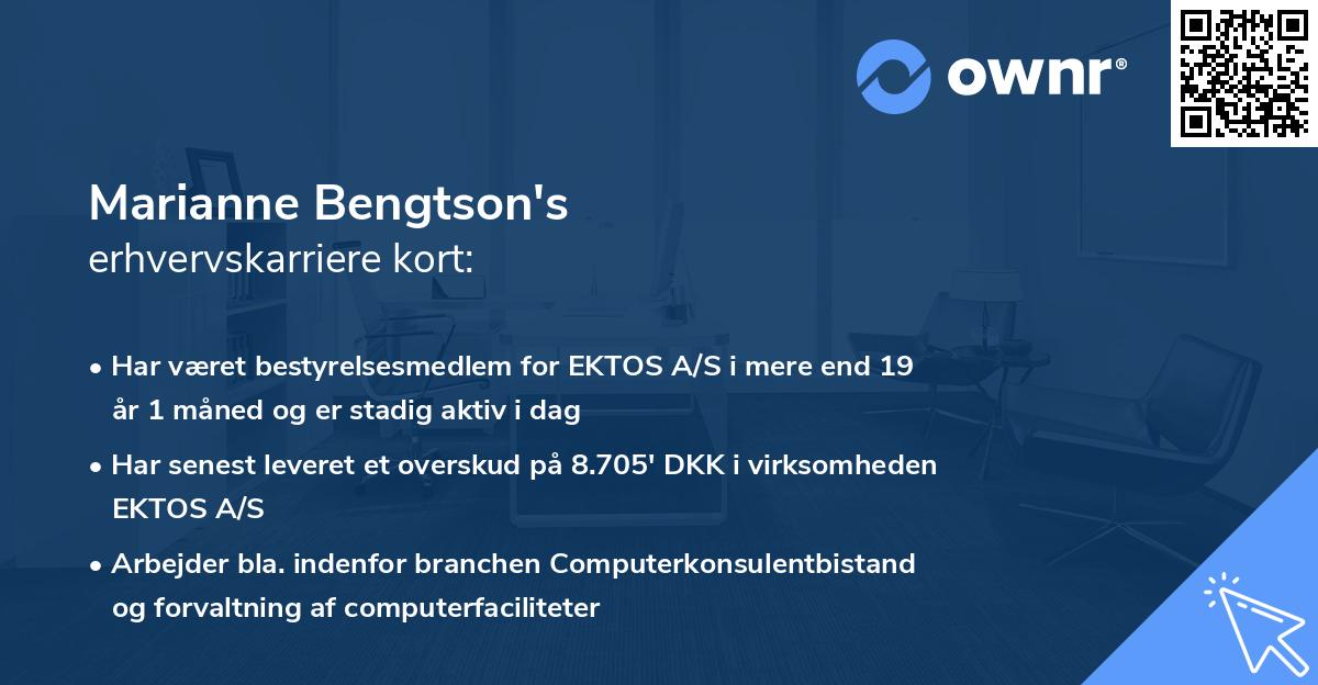 Marianne Bengtson's erhvervskarriere kort