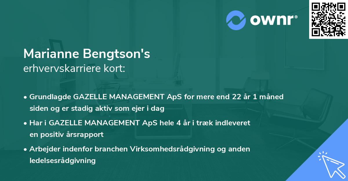 Marianne Bengtson's erhvervskarriere kort