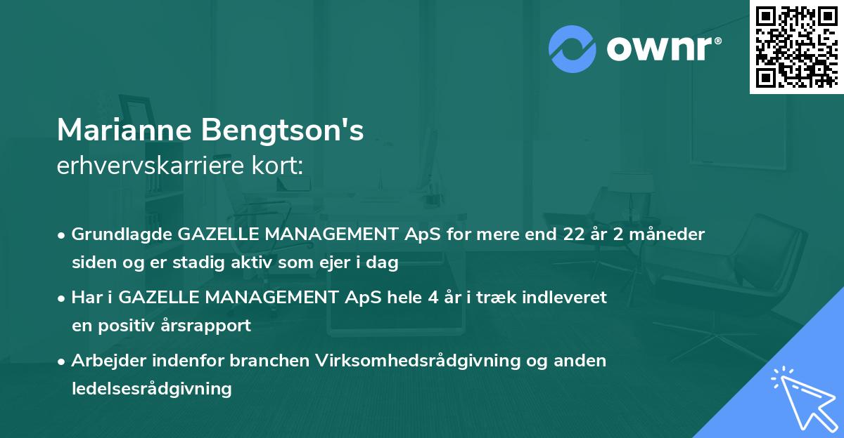 Marianne Bengtson's erhvervskarriere kort