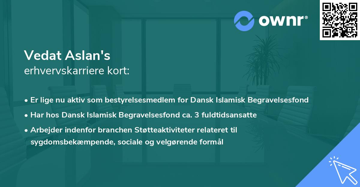 Vedat Aslan's erhvervskarriere kort