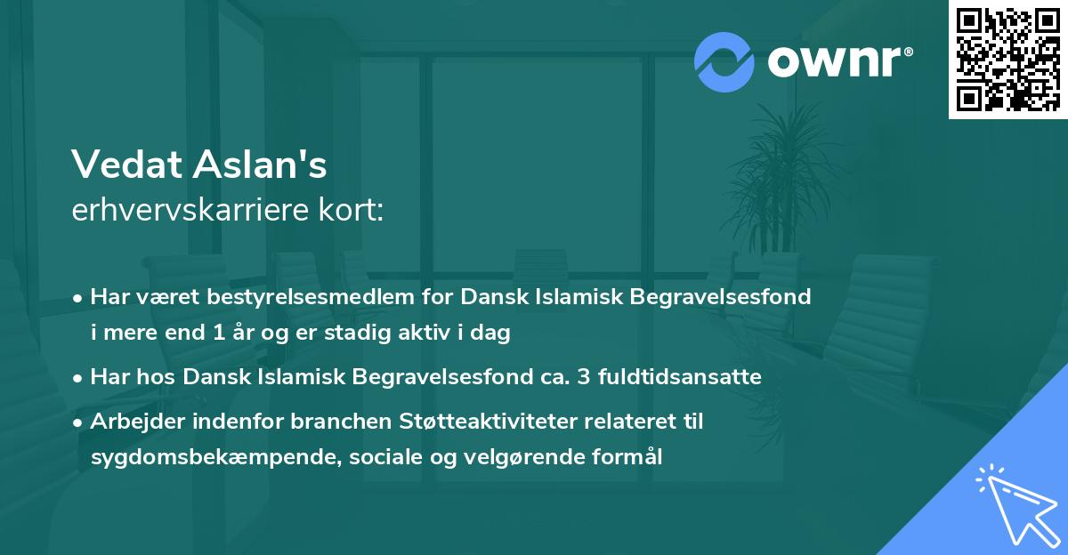 Vedat Aslan's erhvervskarriere kort