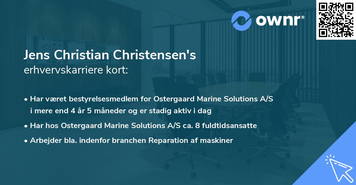 Jens Christian Christensen's erhvervskarriere kort