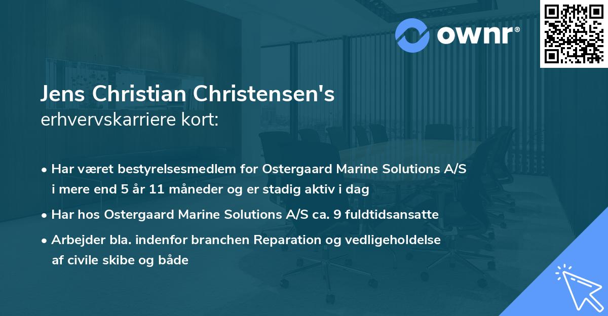 Jens Christian Christensen's erhvervskarriere kort