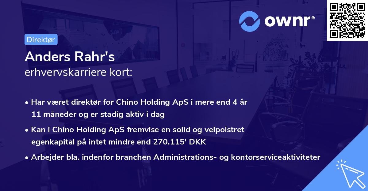 Anders Rahr's erhvervskarriere kort