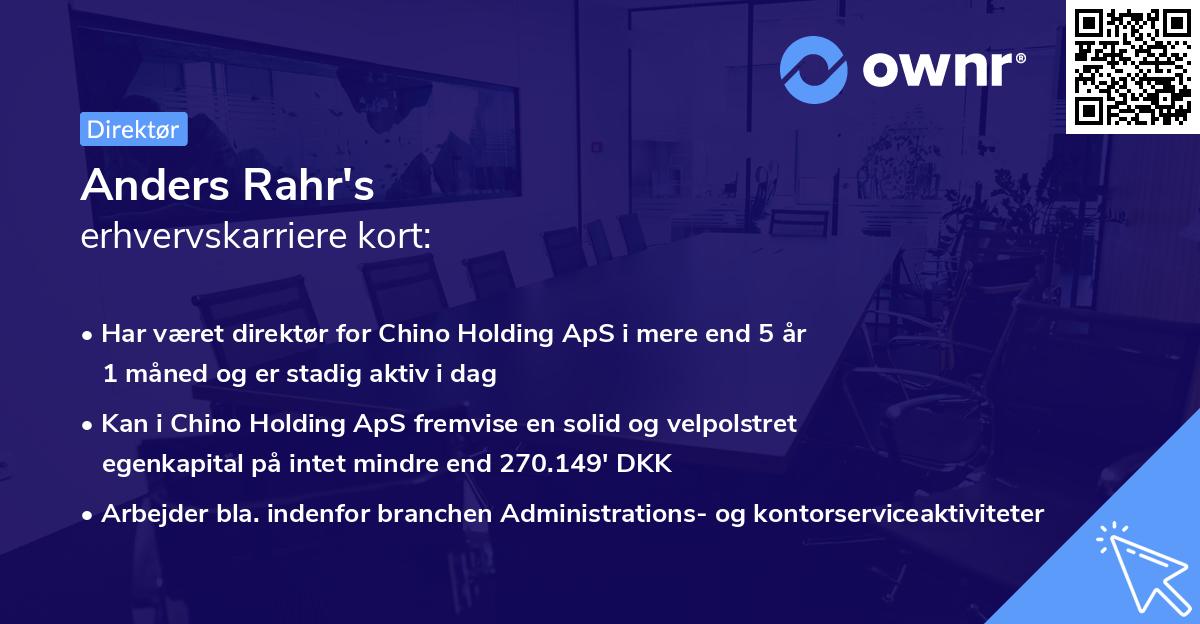 Anders Rahr's erhvervskarriere kort