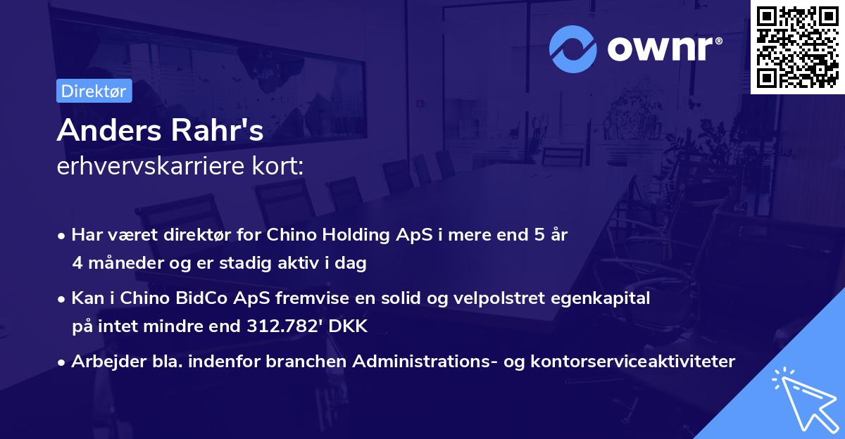 Anders Rahr's erhvervskarriere kort
