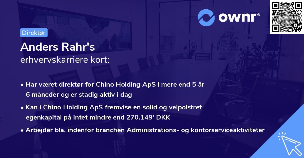 Anders Rahr's erhvervskarriere kort