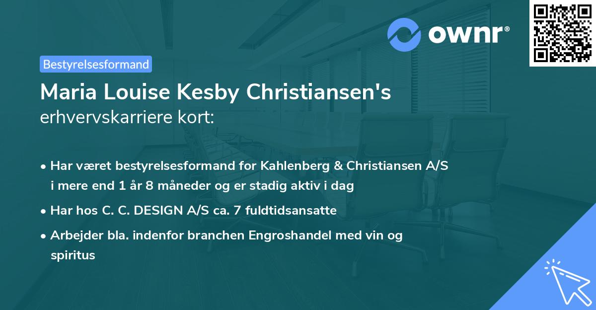 Maria Louise Kesby Christiansen's erhvervskarriere kort