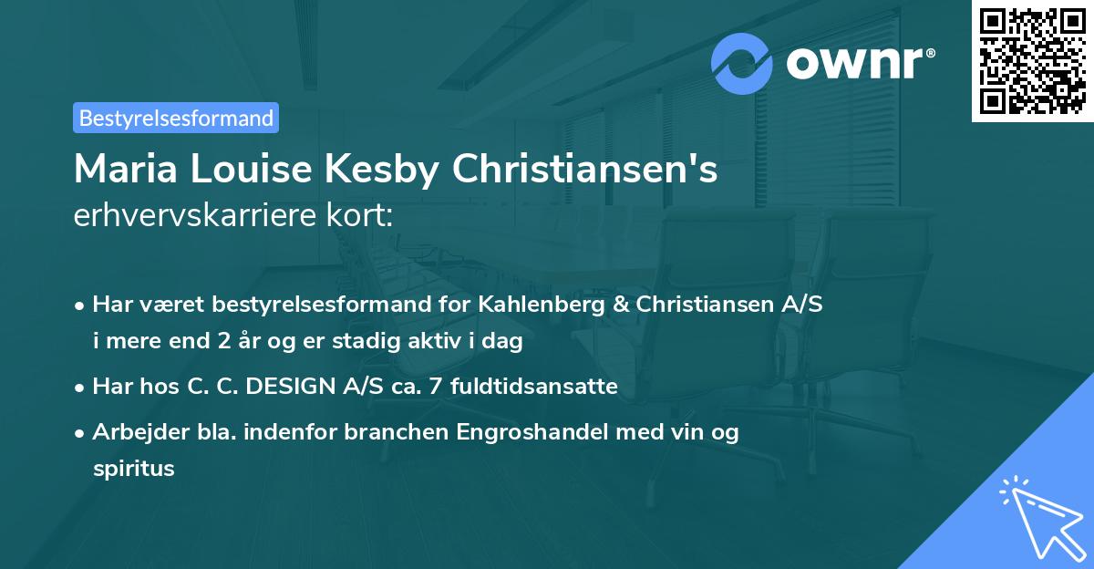 Maria Louise Kesby Christiansen's erhvervskarriere kort